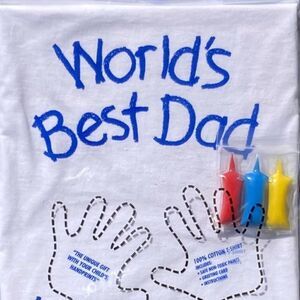 HandiPrints World's Best Dad T-Shirt Paint Kit Hand Prints (Large, White) NWT